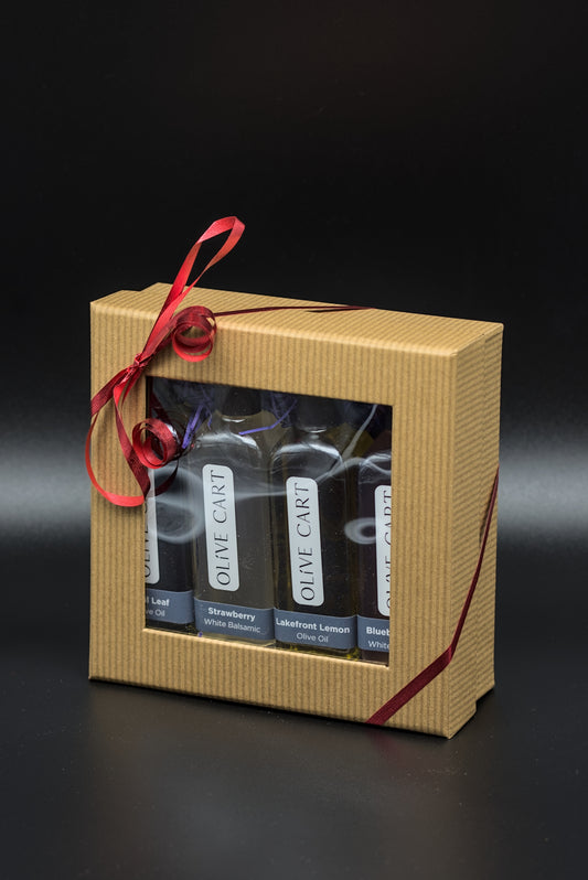 Strawberry White Balsamic/Basil Leaf Olive Oil, Blueberry Dark Balsamic/ Lakefront Lemon Olive Oil