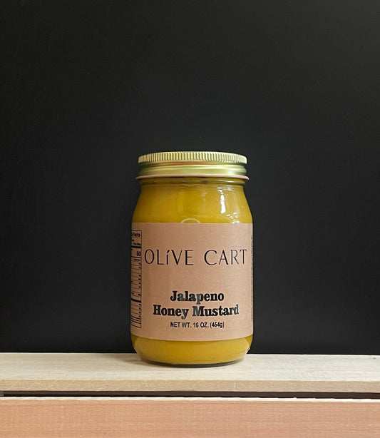 Jar of Olive Cart jalapeno honey mustard